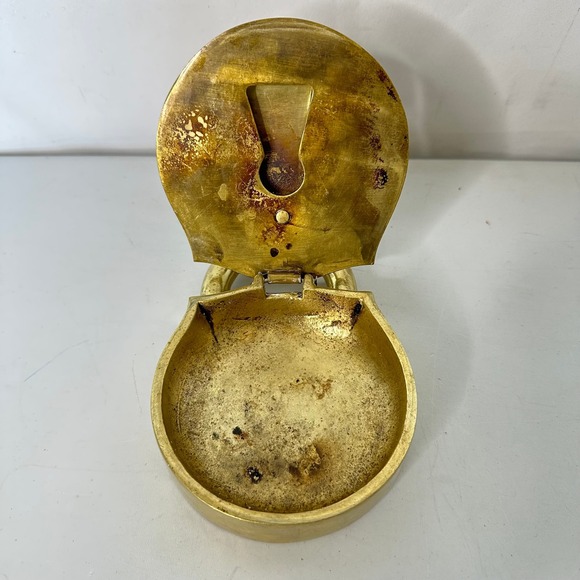 Vintage YM Brass Padlock Trinket Box Hinged Lid Secret Stash Box 3-45 Gold Tone - Picture 4 of 8